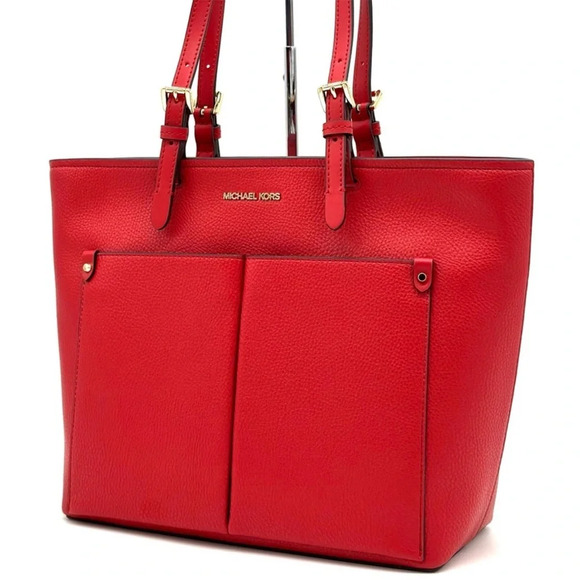 Michael Kors Jet Set Medium Pocket ToteBag Red/Gold